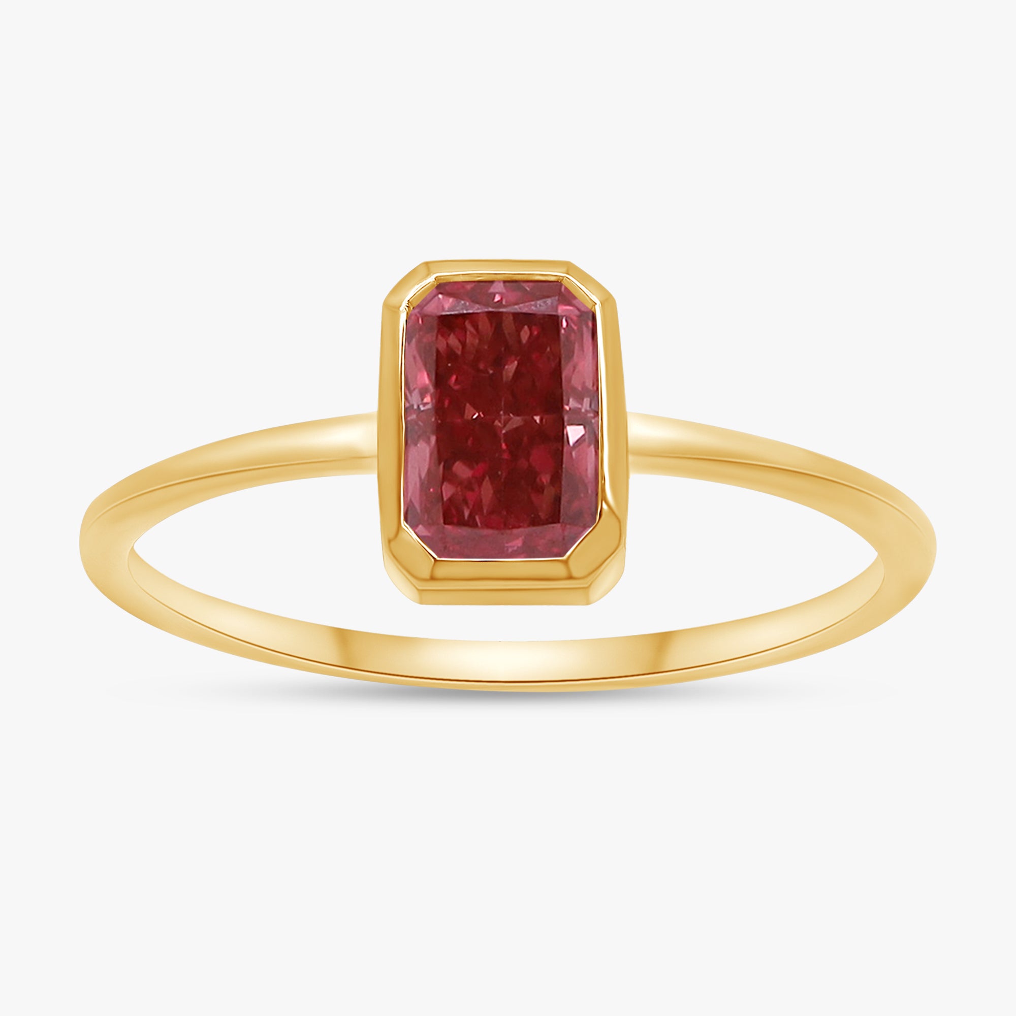 0.55 Carat Emerald Cut Lab Grown Gemstone Ruby Solitaire Engagement Ring