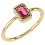 0.55 Carat Emerald Cut Lab Grown Gemstone Ruby Solitaire Engagement Ring