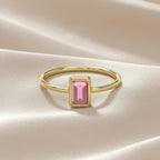 0.55 Carat Emerald Cut Lab Grown Gemstone Ruby Solitaire Engagement Ring