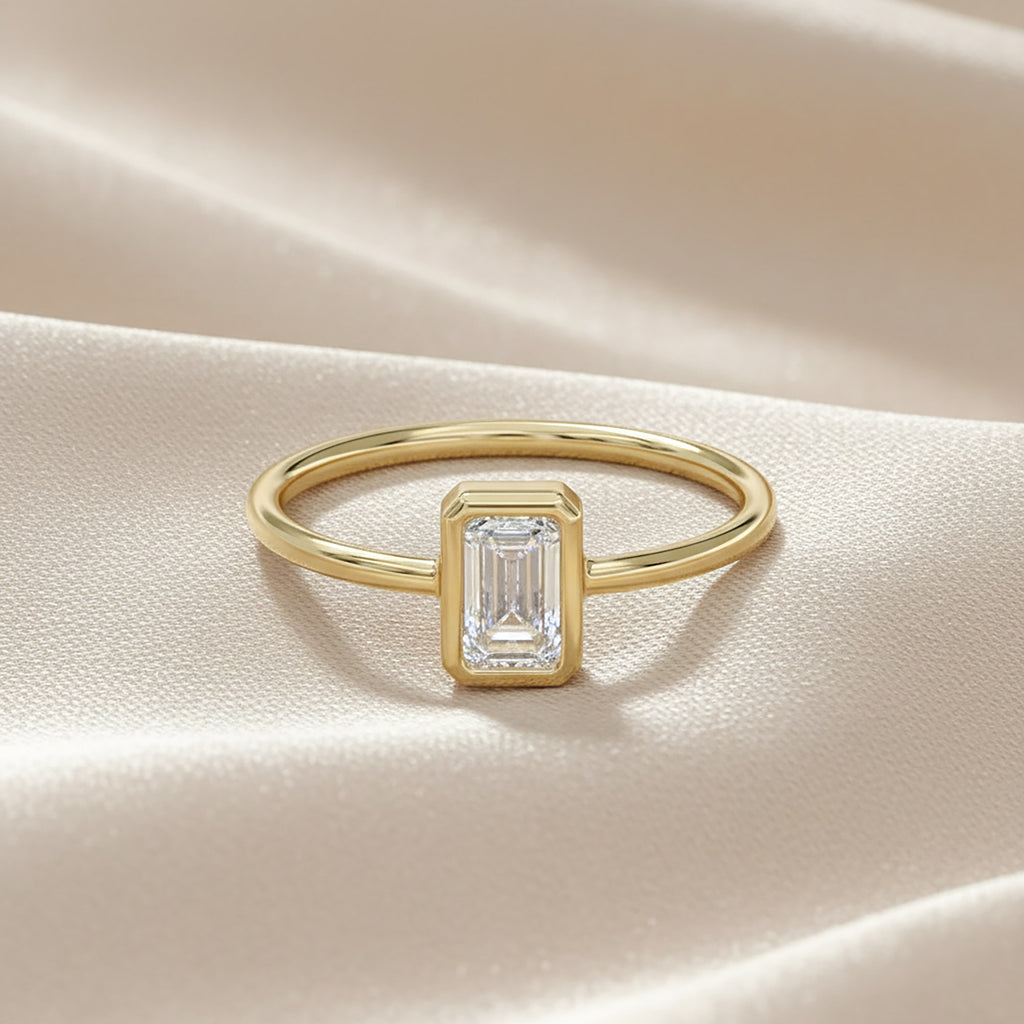 0.55 Carat Emerald Cut Lab Grown Diamond Solitaire Engagement Ring