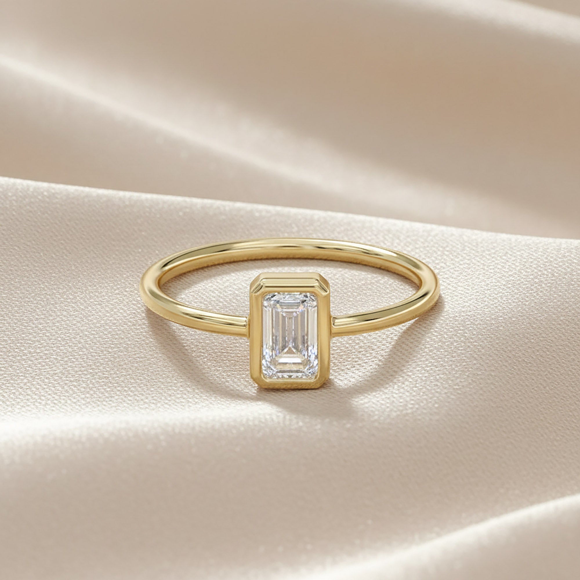 0.55 Carat Emerald Cut Lab Grown Diamond Solitaire Engagement Ring