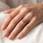 0.55 Carat Emerald Cut Lab Grown Gemstone Ruby Solitaire Engagement Ring