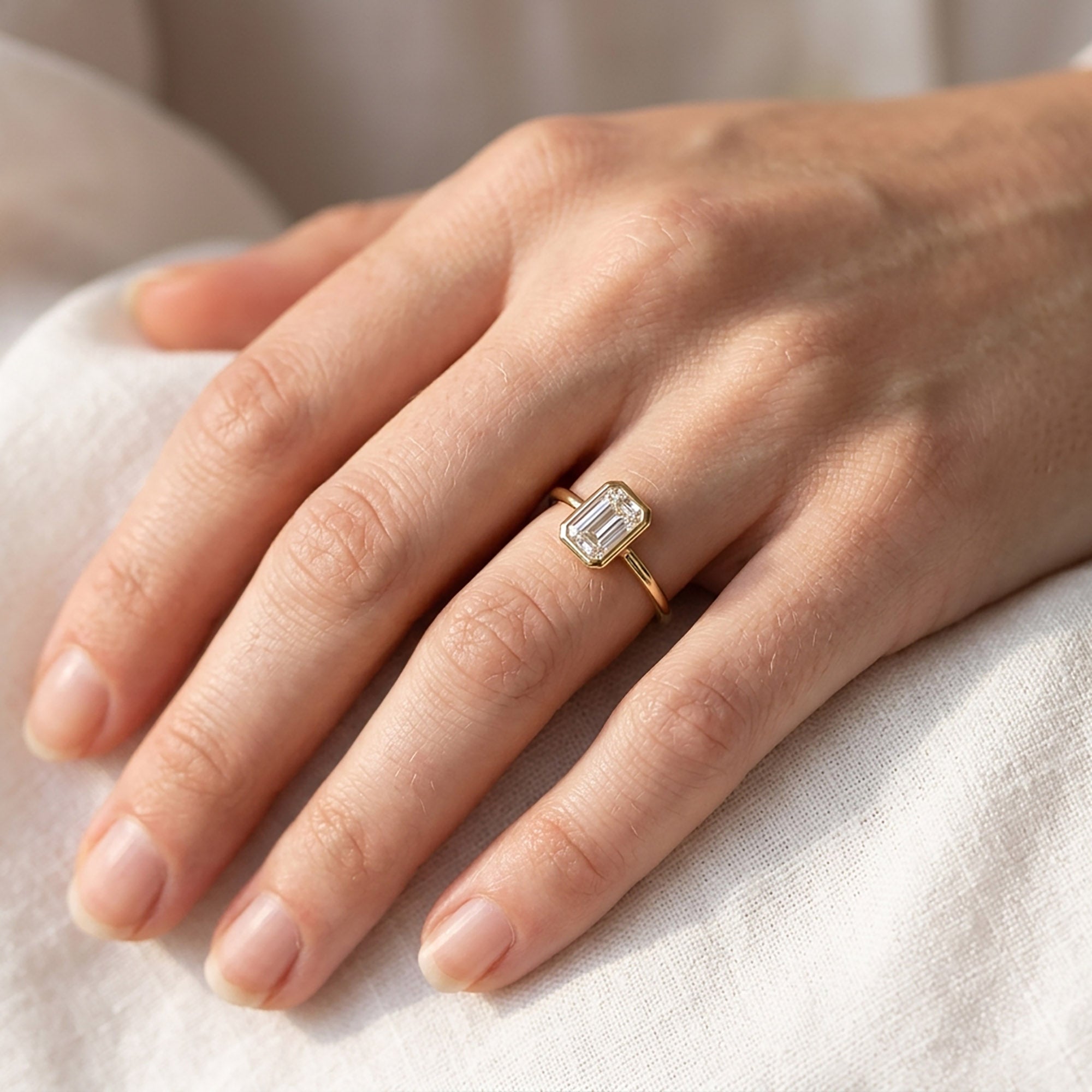 0.55 Carat Emerald Cut Lab Grown Diamond Solitaire Engagement Ring