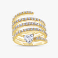 0.75 Carat Heart & Round Shape Lab Grown Diamond Swirl Spiral Flexible Ring