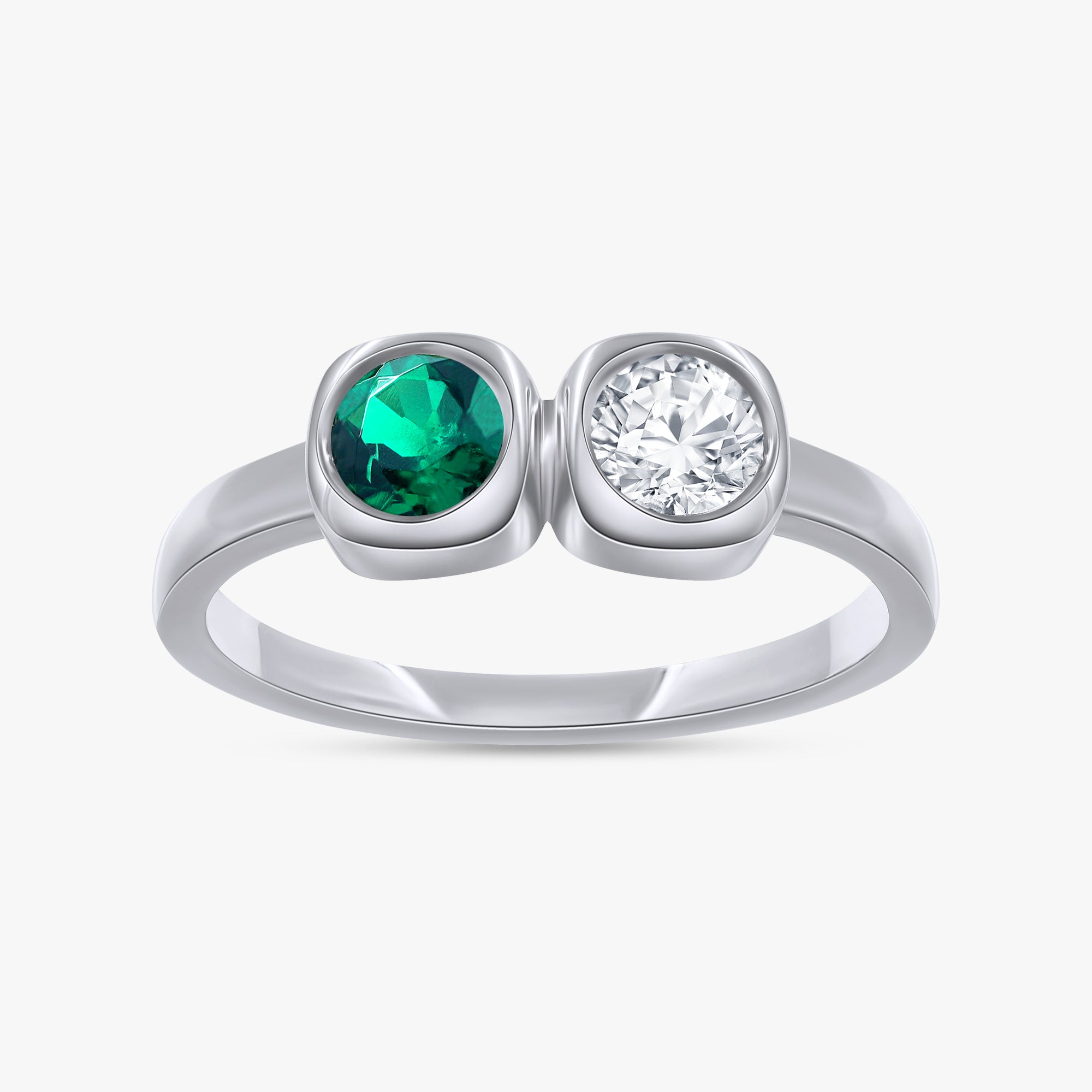 0.50 Carat Round Cut Lab Grown Gemstone and Lab Diamond 2-Stone Ring