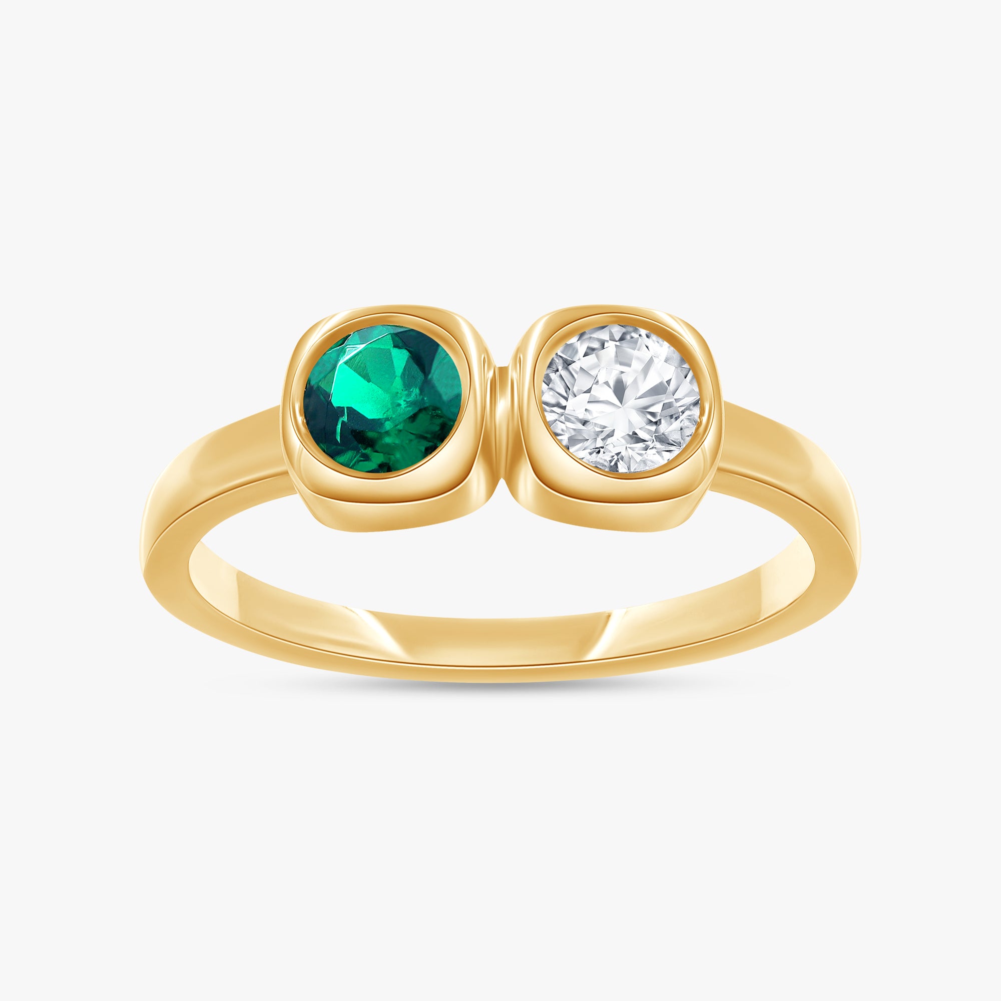 0.50 Carat Round Cut Lab Grown Gemstone and Lab Diamond 2-Stone Ring