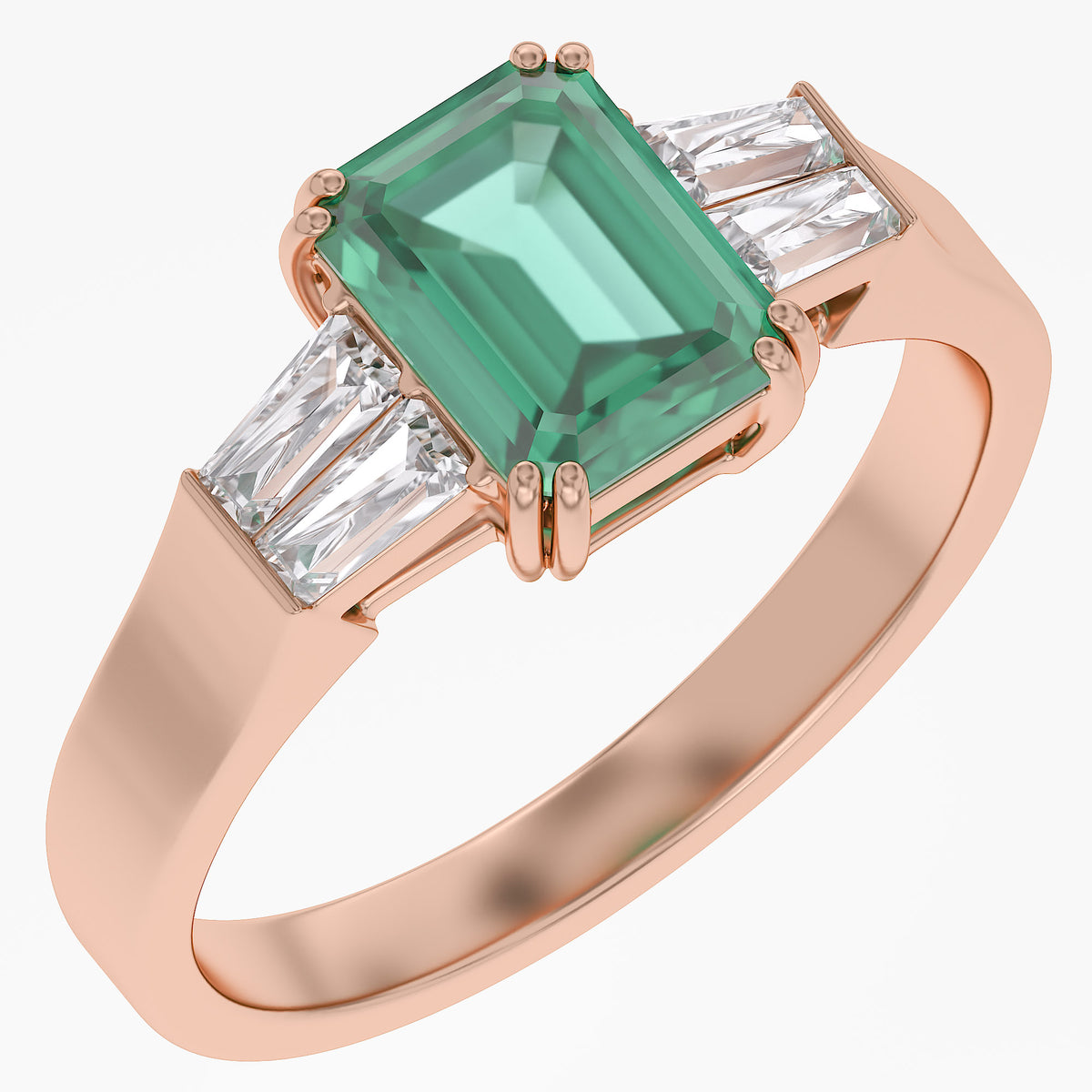 1.50 Carat Lab Grown Gemstone and Lab Diamond 3-Stone Engagement Ring