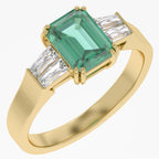 1.50 Carat Lab Grown Gemstone and Lab Diamond 3-Stone Engagement Ring