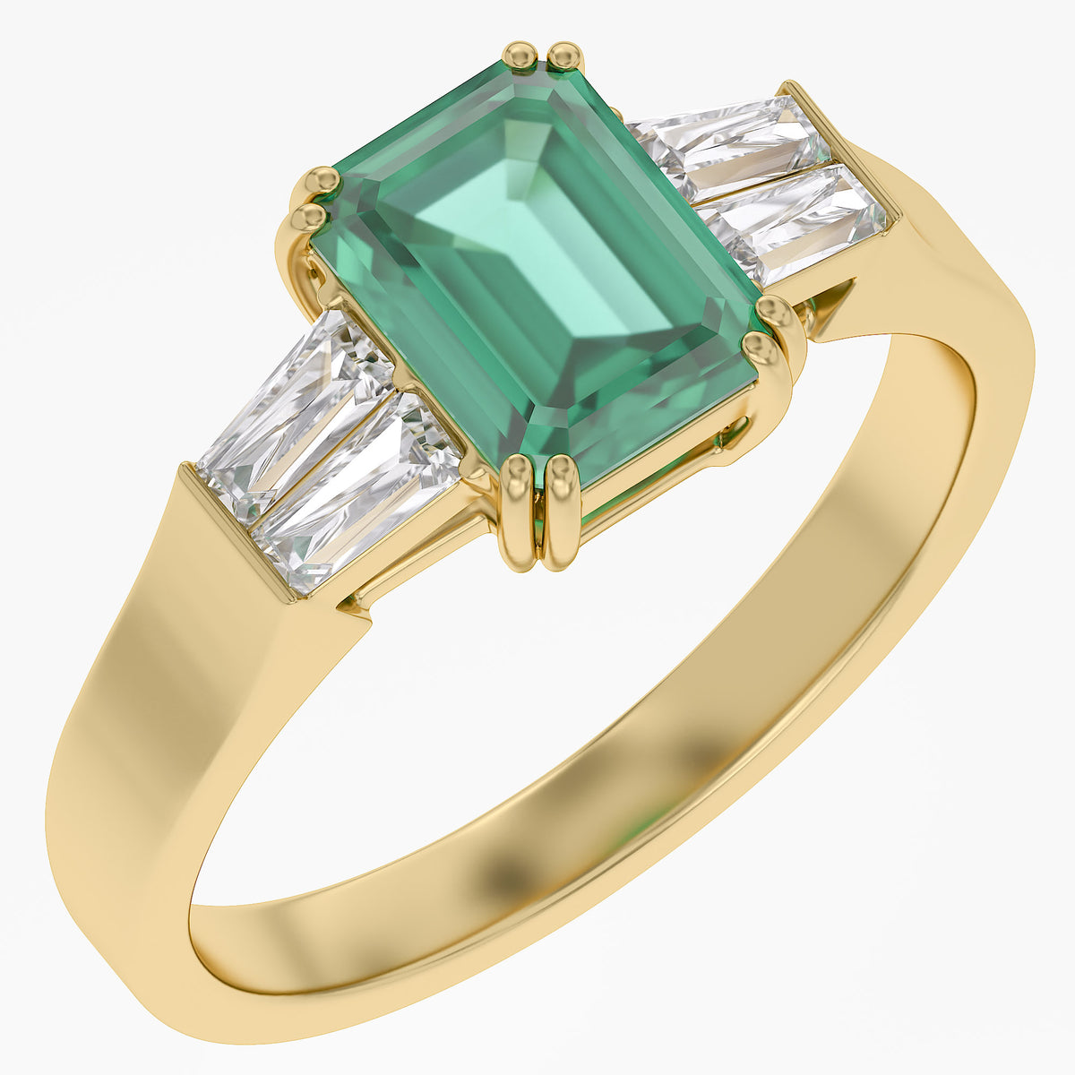 1.50 Carat Lab Grown Gemstone and Lab Diamond 3-Stone Engagement Ring