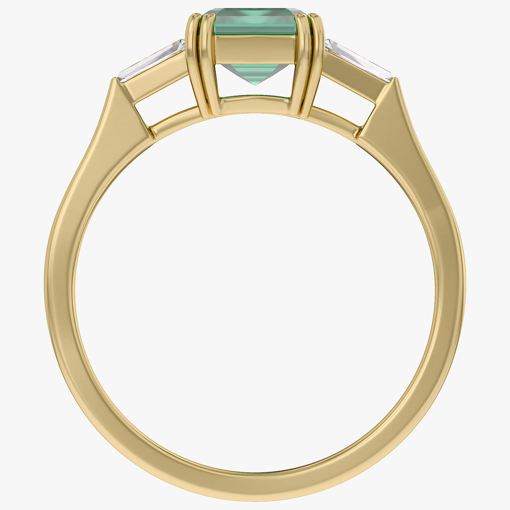 1.50 Carat Lab Grown Gemstone and Lab Diamond 3-Stone Engagement Ring