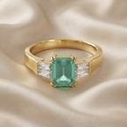 1.50 Carat Lab Grown Gemstone and Lab Diamond 3-Stone Engagement Ring