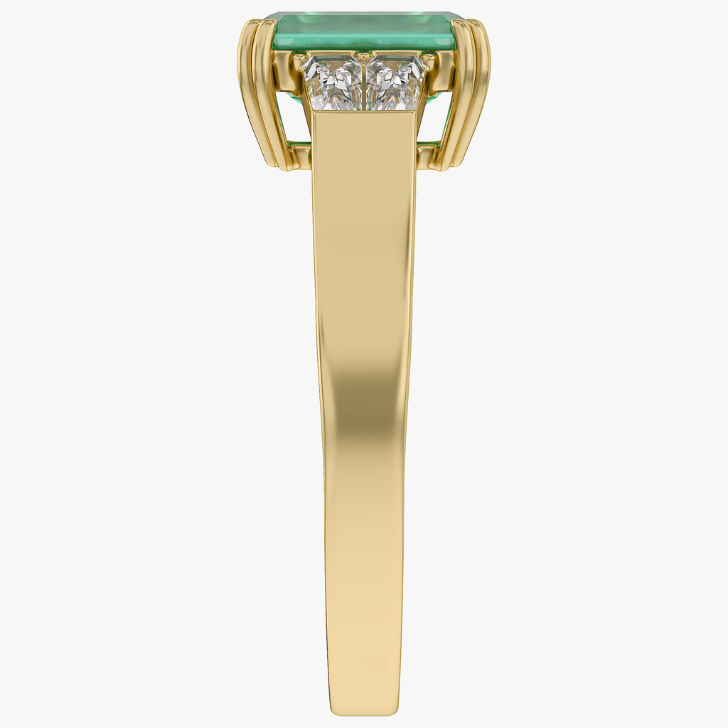 1.50 Carat Lab Grown Gemstone and Lab Diamond 3-Stone Engagement Ring