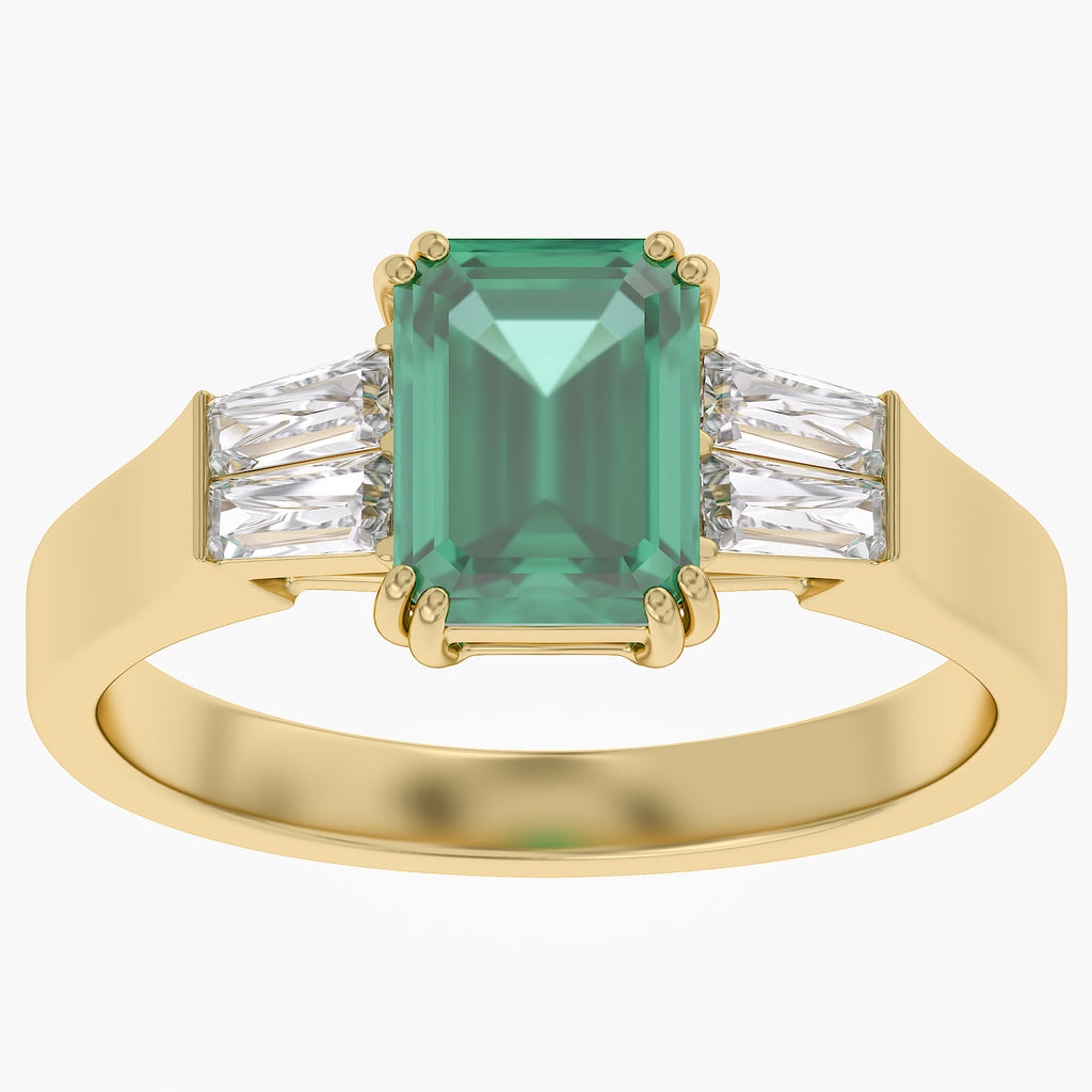 1.50 Carat Lab Grown Gemstone and Lab Diamond 3-Stone Engagement Ring