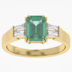 1.50 Carat Lab Grown Gemstone and Lab Diamond 3-Stone Engagement Ring