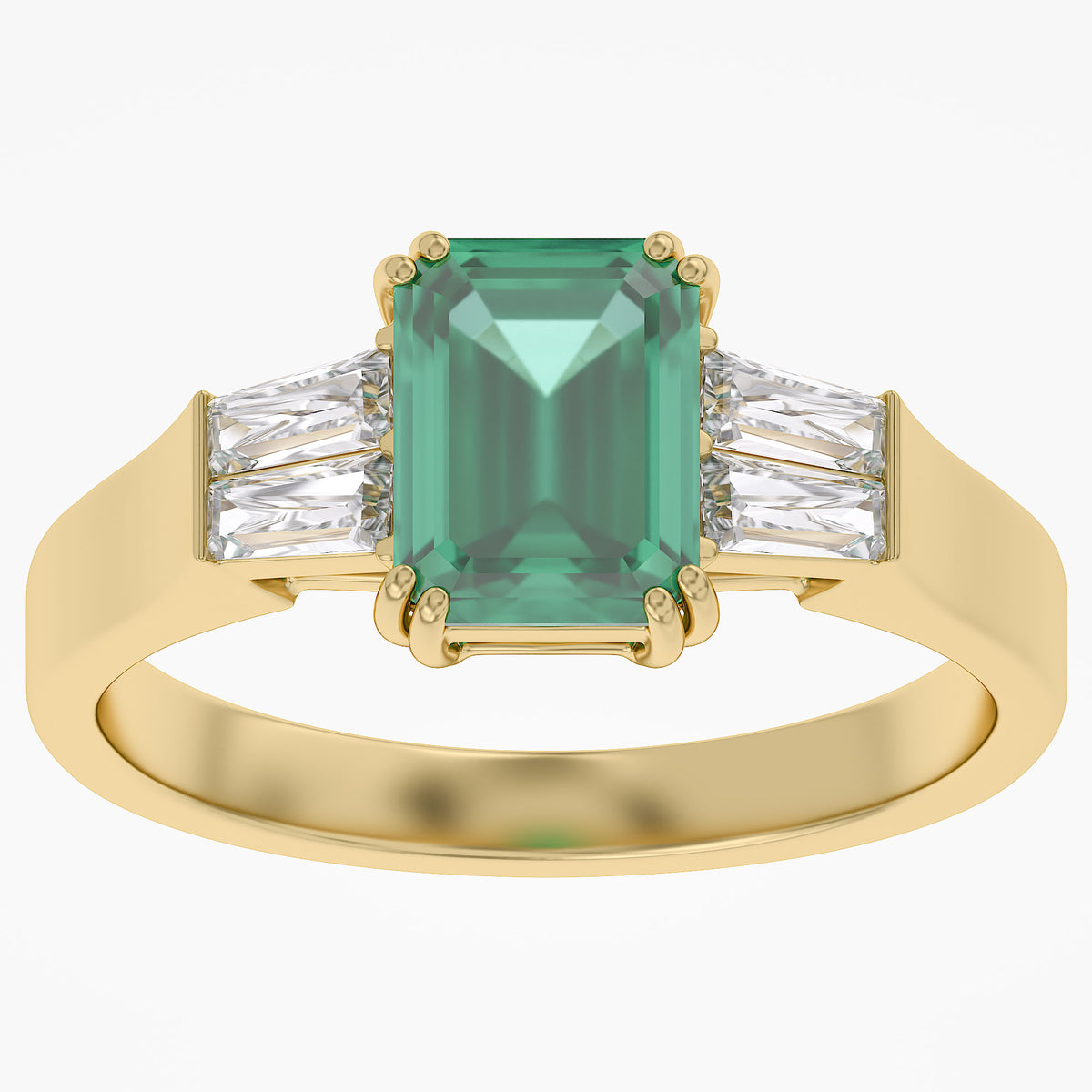1.50 Carat Lab Grown Gemstone and Lab Diamond 3-Stone Engagement Ring