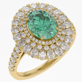 3.25 Carat Lab Grown Gemstone and Lab Diamond Double Halo Cluster Ring