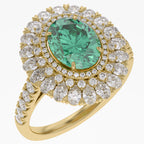 3.25 Carat Lab Grown Gemstone and Lab Diamond Double Halo Cluster Ring