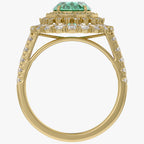 3.25 Carat Lab Grown Gemstone and Lab Diamond Double Halo Cluster Ring