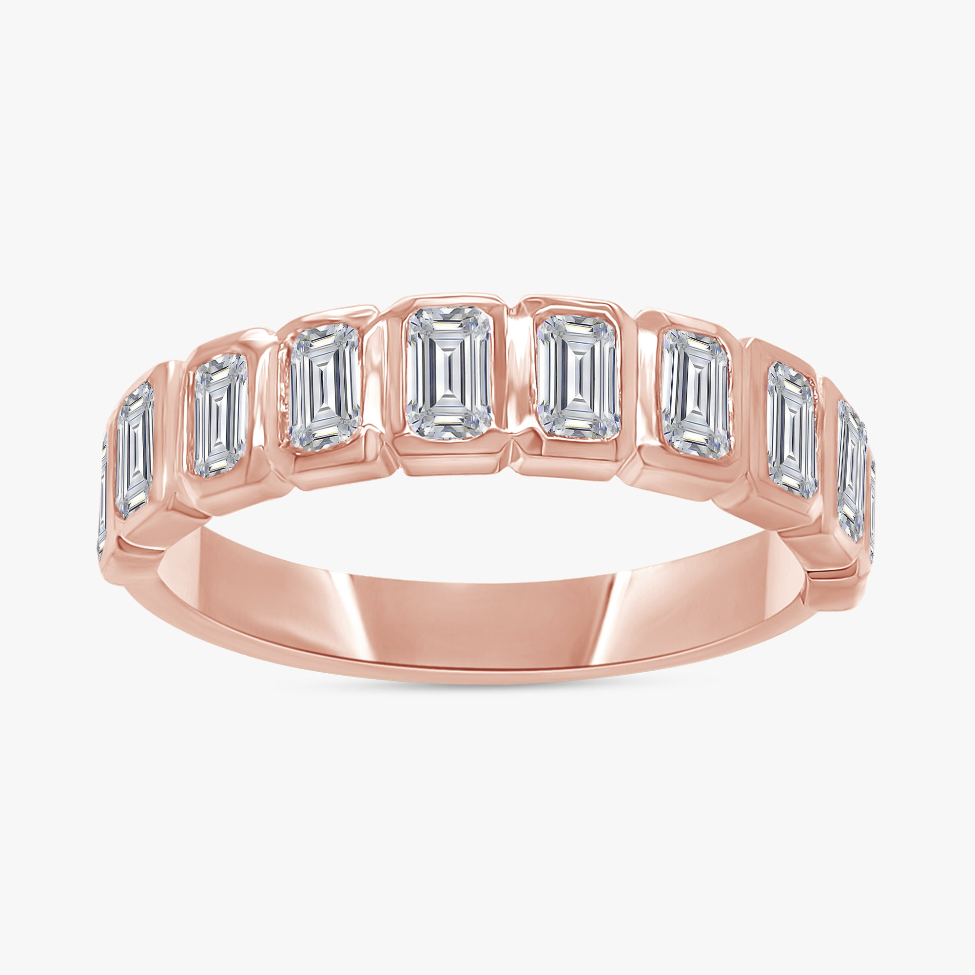 1.00 Carat Emerald Cut Lab Grown Diamond Half Eternity Wedding Ring