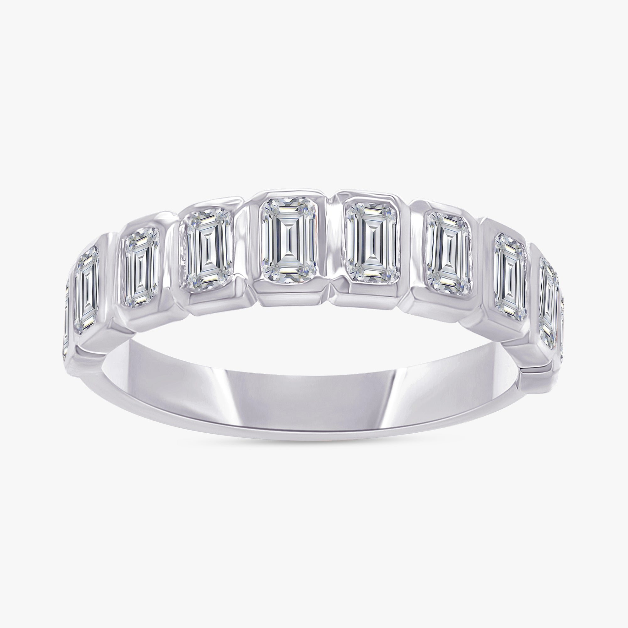 1.00 Carat Emerald Cut Lab Grown Diamond Half Eternity Wedding Ring