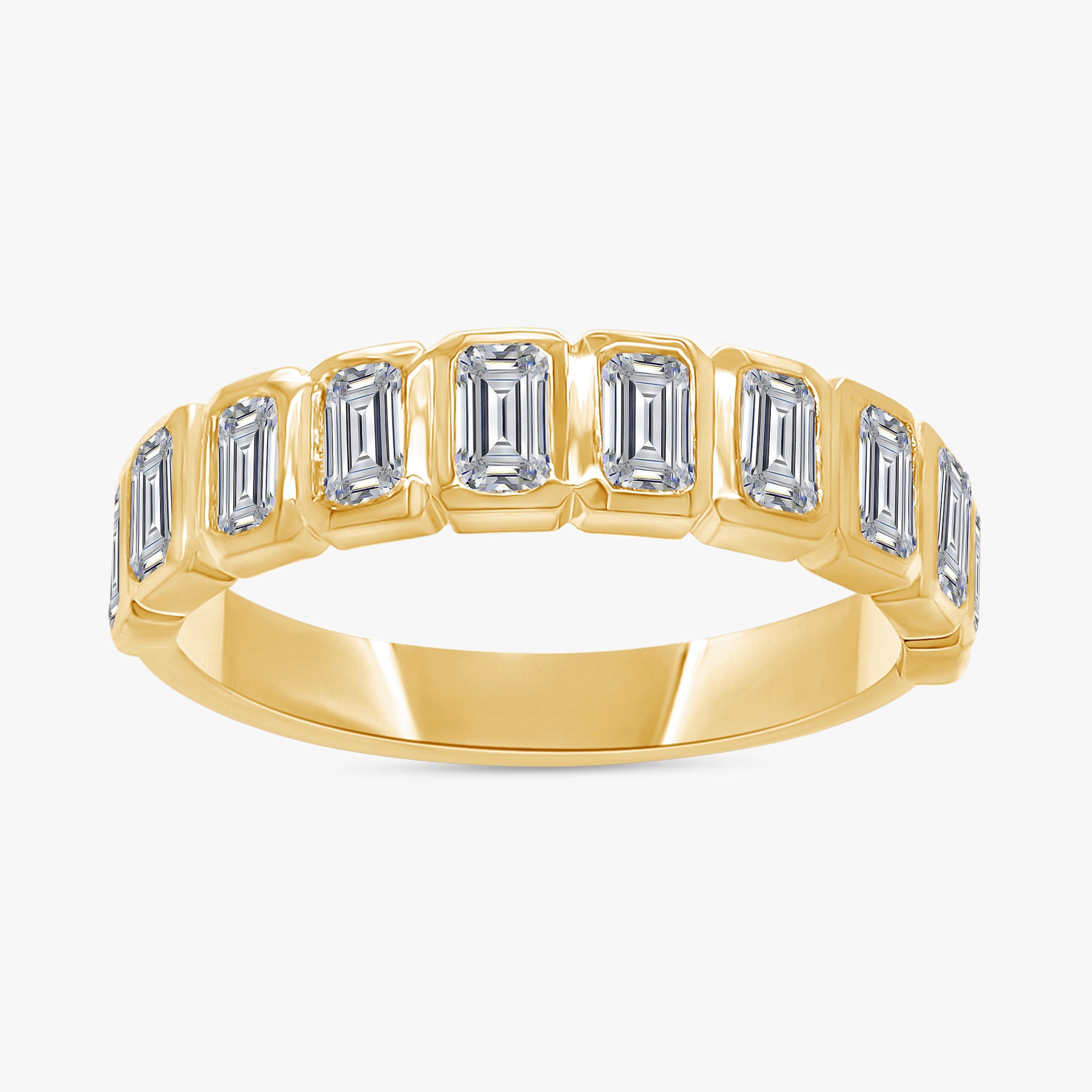 1.00 Carat Emerald Cut Lab Grown Diamond Half Eternity Wedding Ring