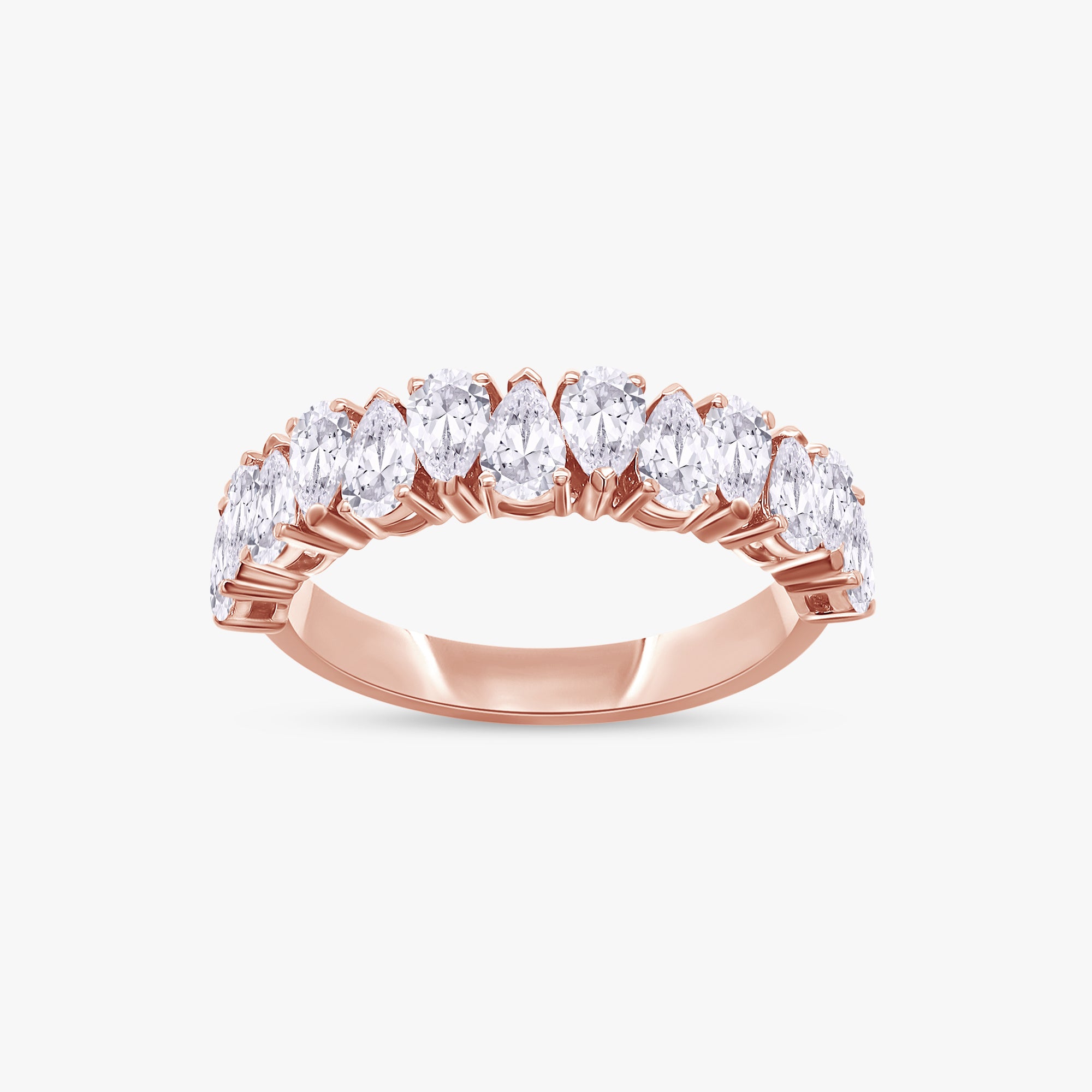 1.25 Carat Pear Shape Lab Grown Diamond Half Eternity Wedding Ring