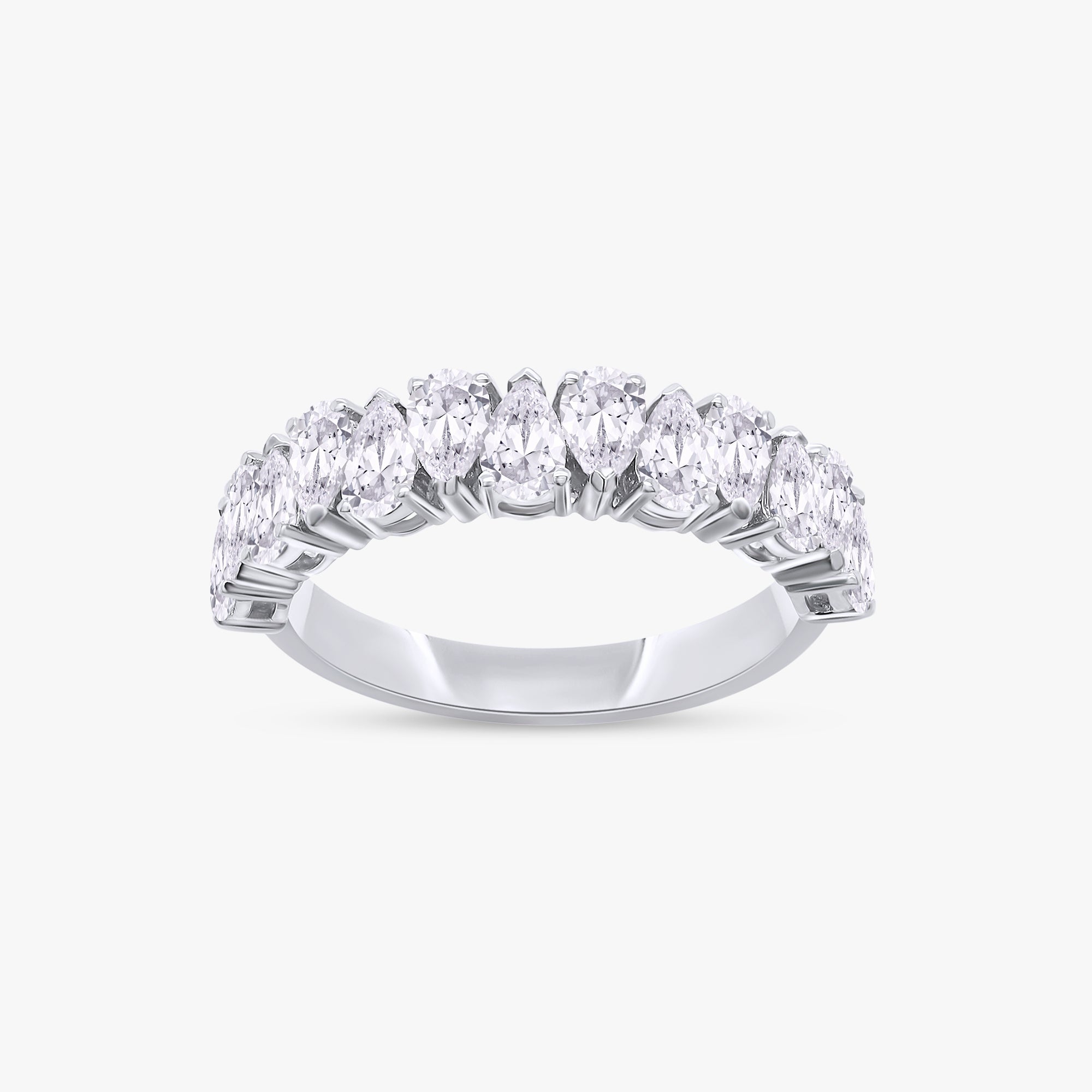1.25 Carat Pear Shape Lab Grown Diamond Half Eternity Wedding Ring
