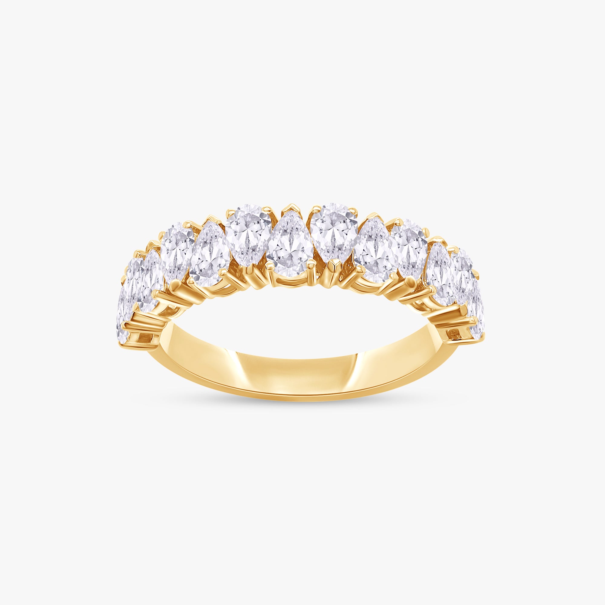 1.25 Carat Pear Shape Lab Grown Diamond Half Eternity Wedding Ring