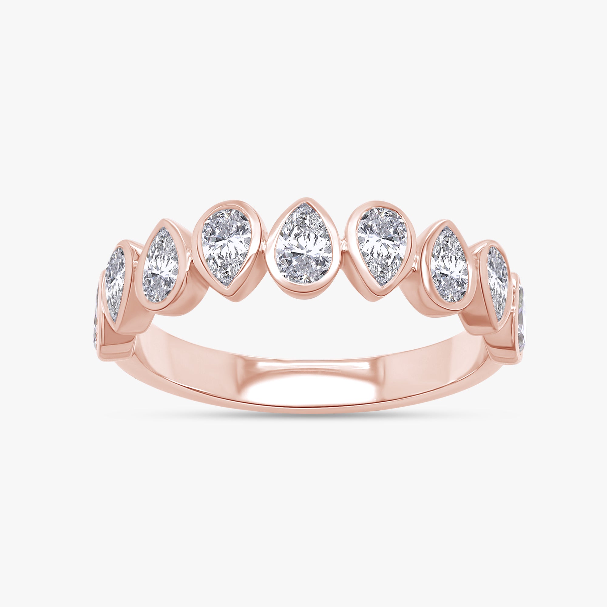 0.90 Carat Pear Shape Lab Grown Diamond 9-Stone Engagement Ring