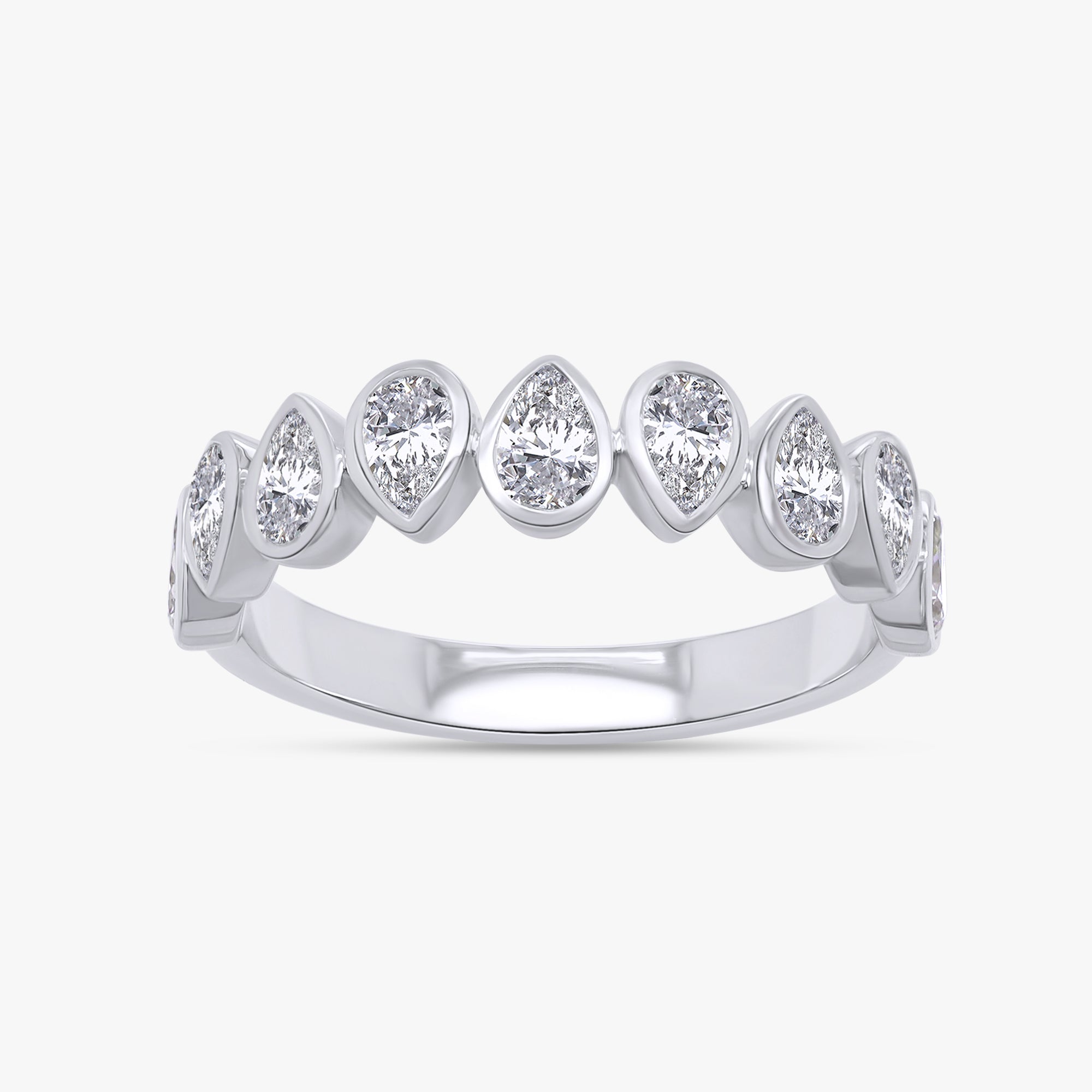 0.90 Carat Pear Shape Lab Grown Diamond 9-Stone Engagement Ring