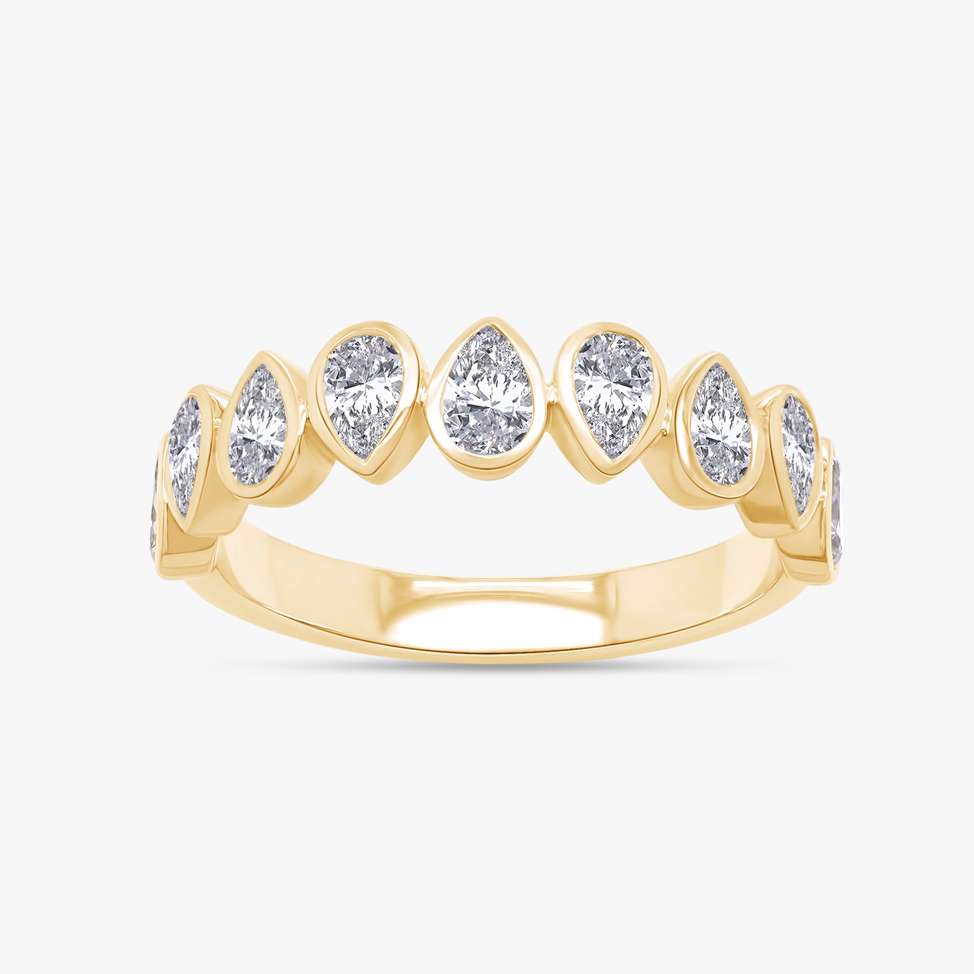 0.90 Carat Pear Shape Lab Grown Diamond 9-Stone Engagement Ring