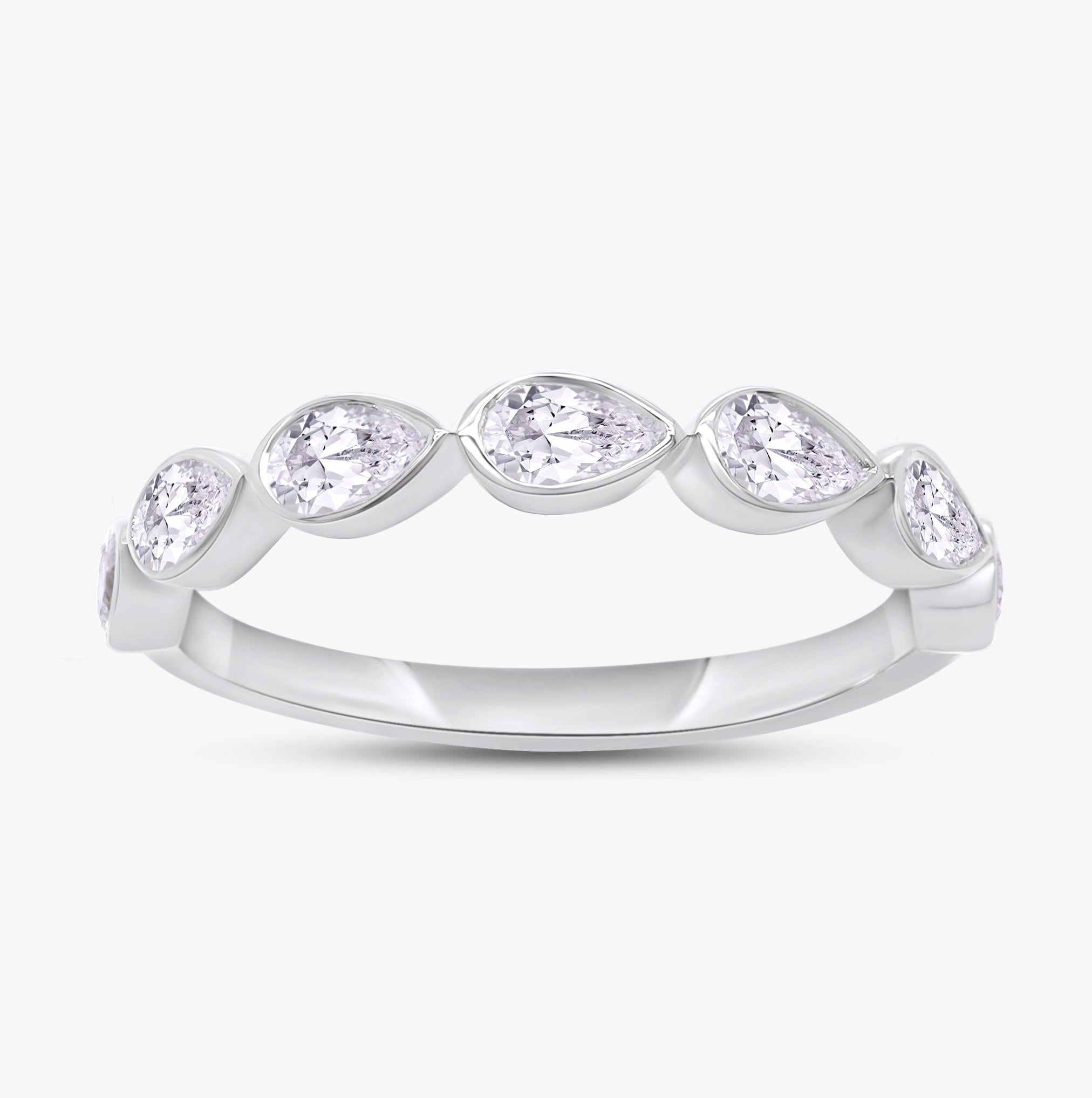 0.70 Carat Pear Shape Lab Grown Diamond 7-Stone Engagement Ring