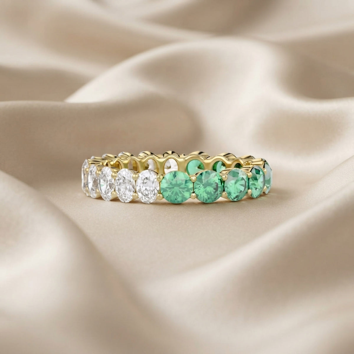 3.00 Carat Lab Grown Gemstone and Diamond Full Eternity Wedding Band Ring