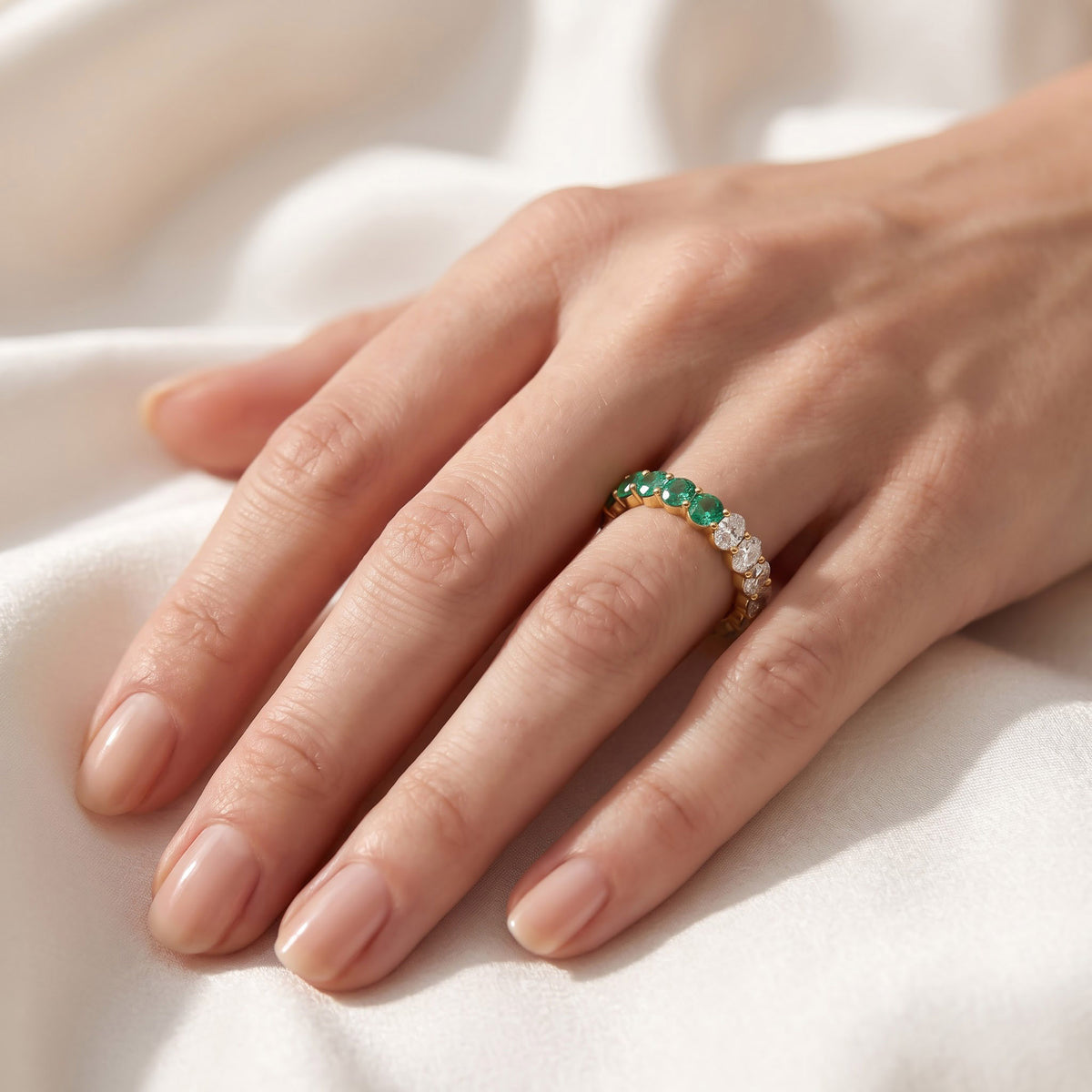 3.00 Carat Lab Grown Gemstone and Diamond Full Eternity Wedding Band Ring