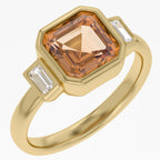 2.75 Carat Lab Grown Gemstone and Lab Diamond 3-Stone Engagement Ring