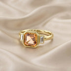 2.75 Carat Lab Grown Gemstone and Lab Diamond 3-Stone Engagement Ring