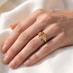 2.75 Carat Lab Grown Gemstone and Lab Diamond 3-Stone Engagement Ring