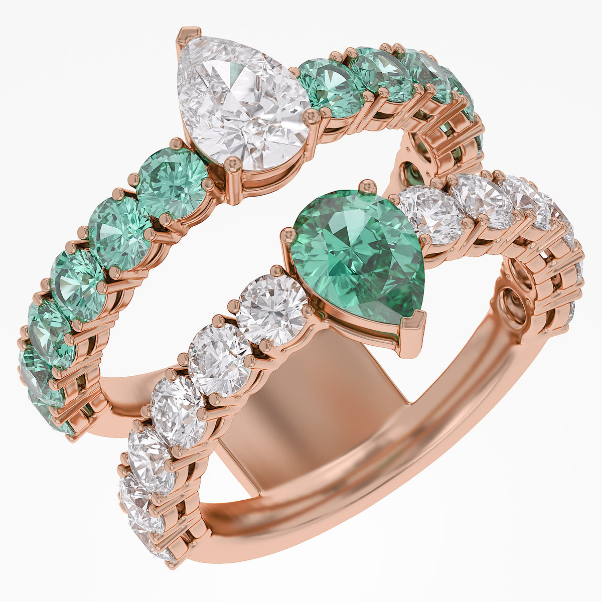 3.85 Carat Lab Grown Gemstone and Lab Diamond Enhancer Guard Ring
