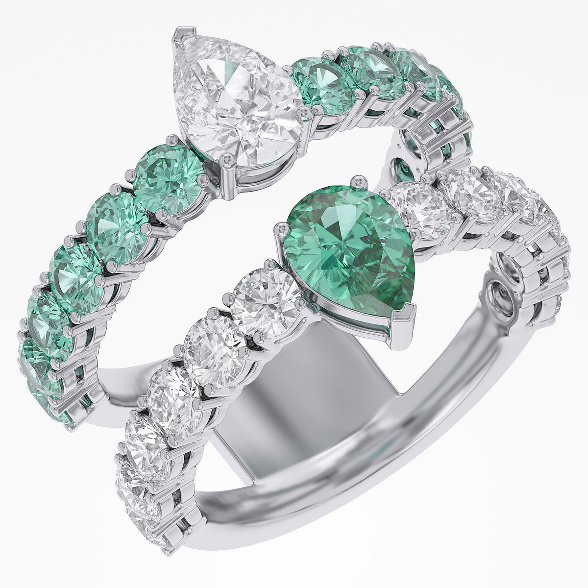 3.85 Carat Lab Grown Gemstone and Lab Diamond Enhancer Guard Ring