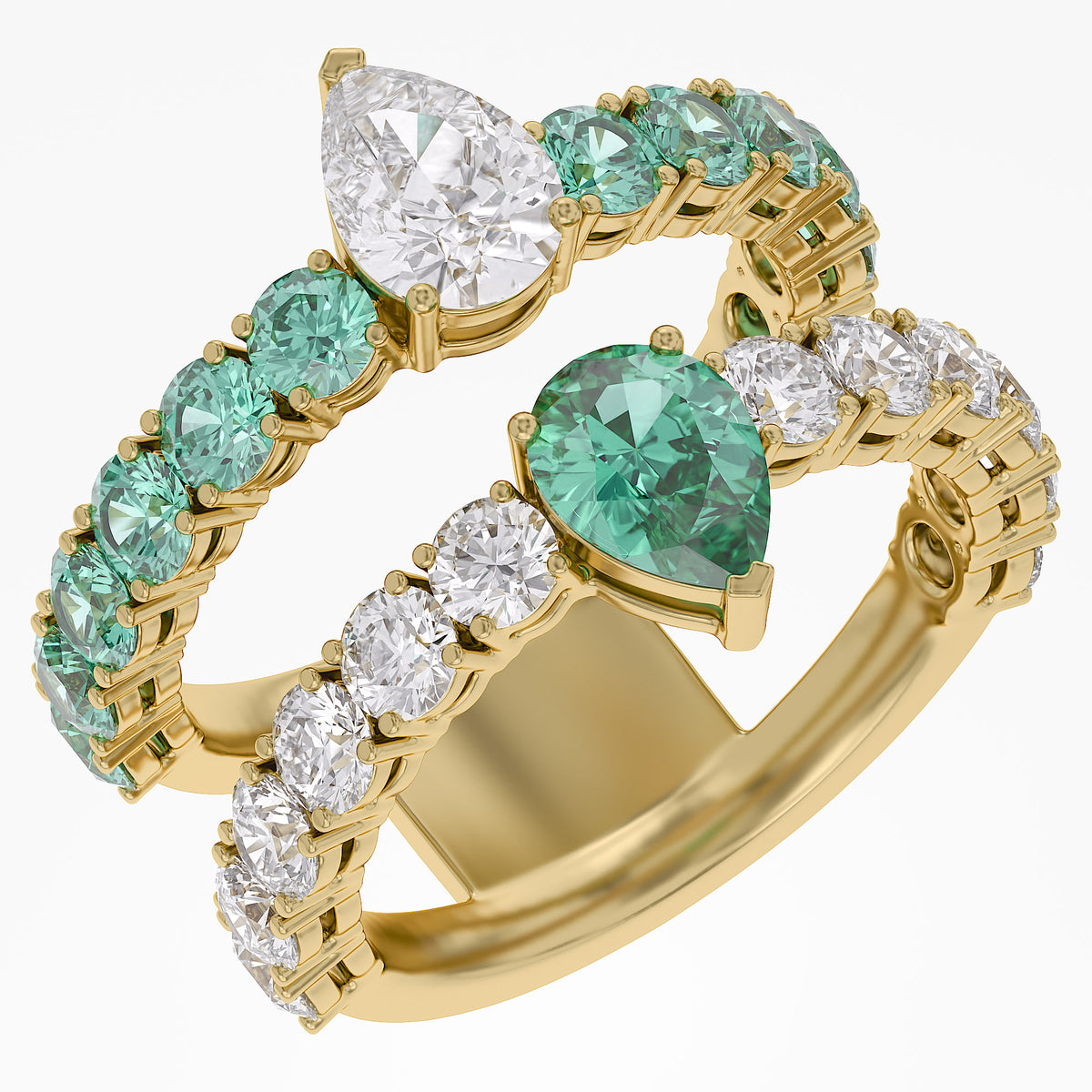 3.85 Carat Lab Grown Gemstone and Lab Diamond Enhancer Guard Ring