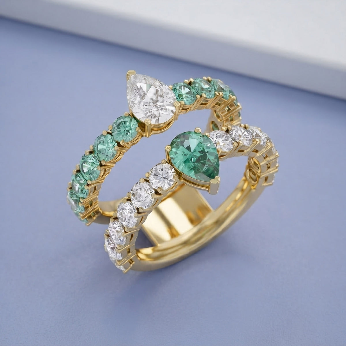 3.85 Carat Lab Grown Gemstone and Lab Diamond Enhancer Guard Ring