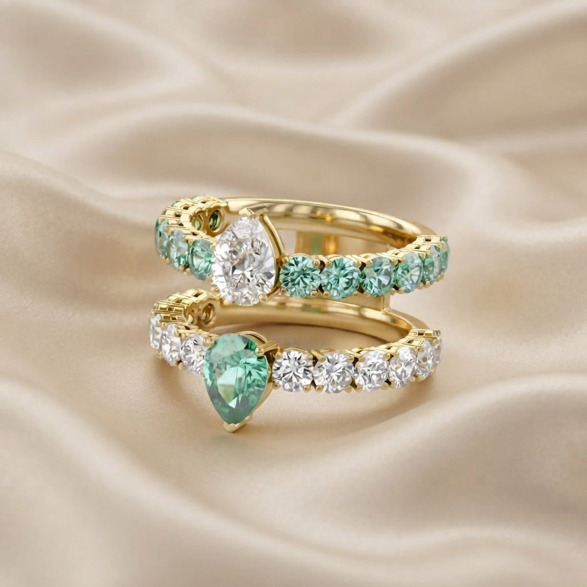 3.85 Carat Lab Grown Gemstone and Lab Diamond Enhancer Guard Ring