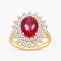 3.85 Carat Lab Grown Gemstone and Lab Diamond Royal Ruby Cluster Ring
