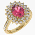 3.85 Carat Lab Grown Gemstone and Lab Diamond Royal Ruby Cluster Ring