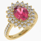 3.85 Carat Lab Grown Gemstone and Lab Diamond Royal Ruby Cluster Ring