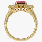 3.85 Carat Lab Grown Gemstone and Lab Diamond Royal Ruby Cluster Ring