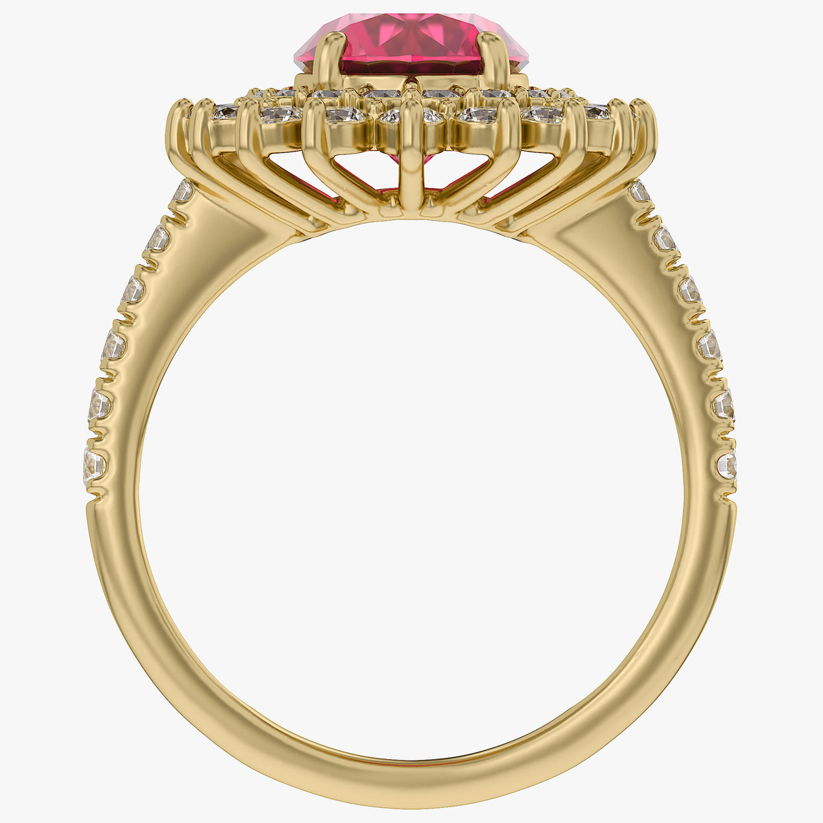 3.85 Carat Lab Grown Gemstone and Lab Diamond Royal Ruby Cluster Ring