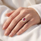 3.85 Carat Lab Grown Gemstone and Lab Diamond Royal Ruby Cluster Ring