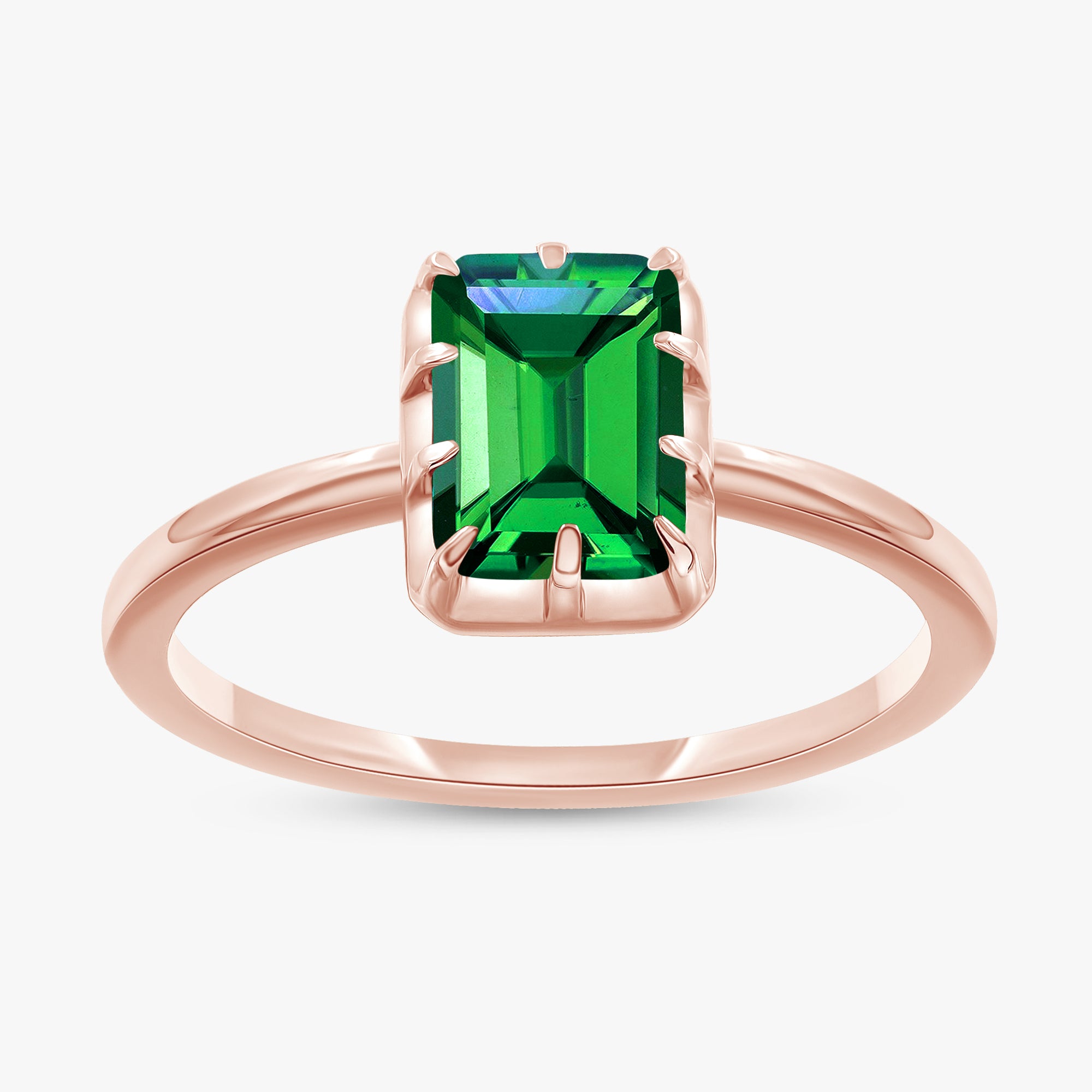0.85 Carat Emerald Cut Lab Grown Gemstone Solitaire Engagement Ring