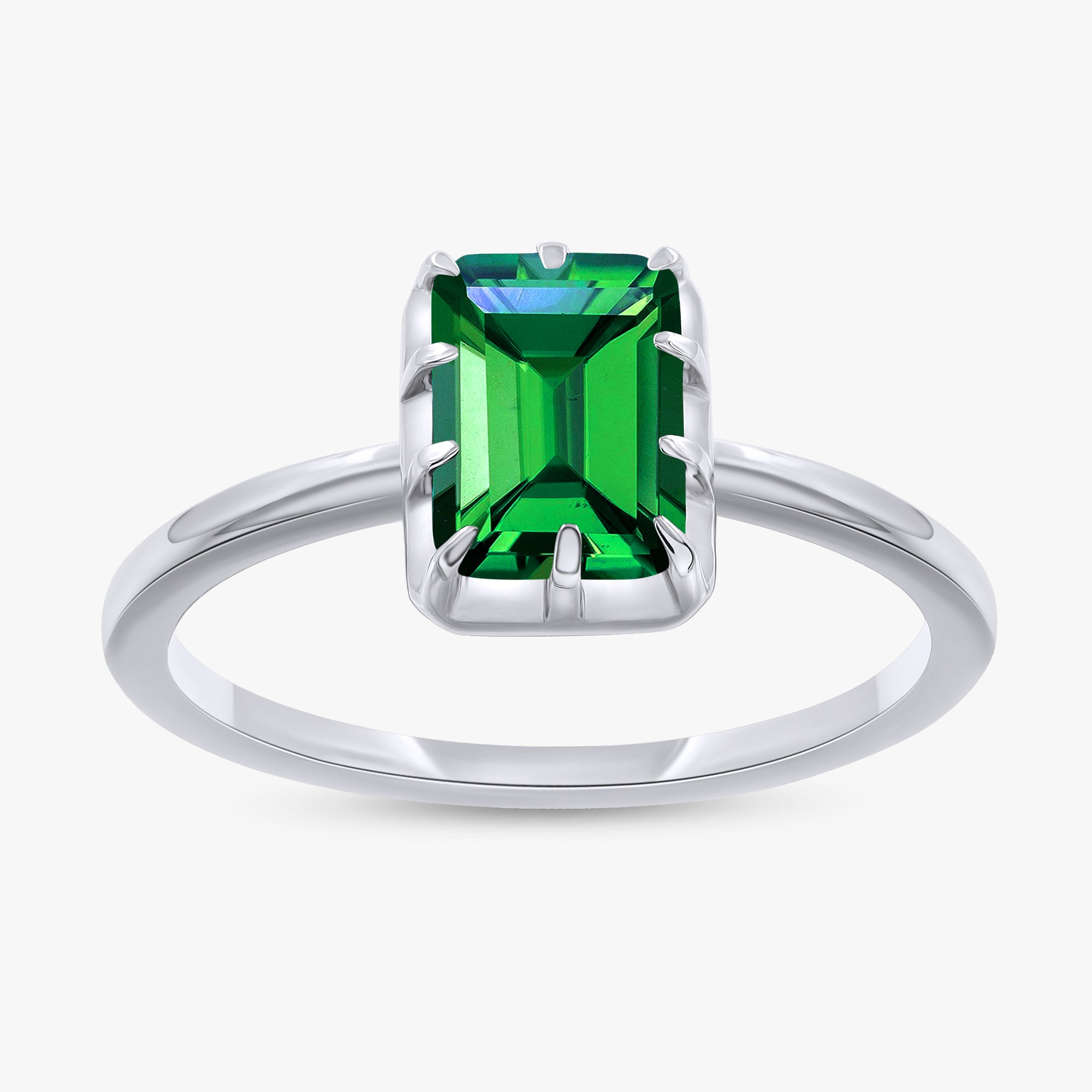 0.85 Carat Emerald Cut Lab Grown Gemstone Solitaire Engagement Ring